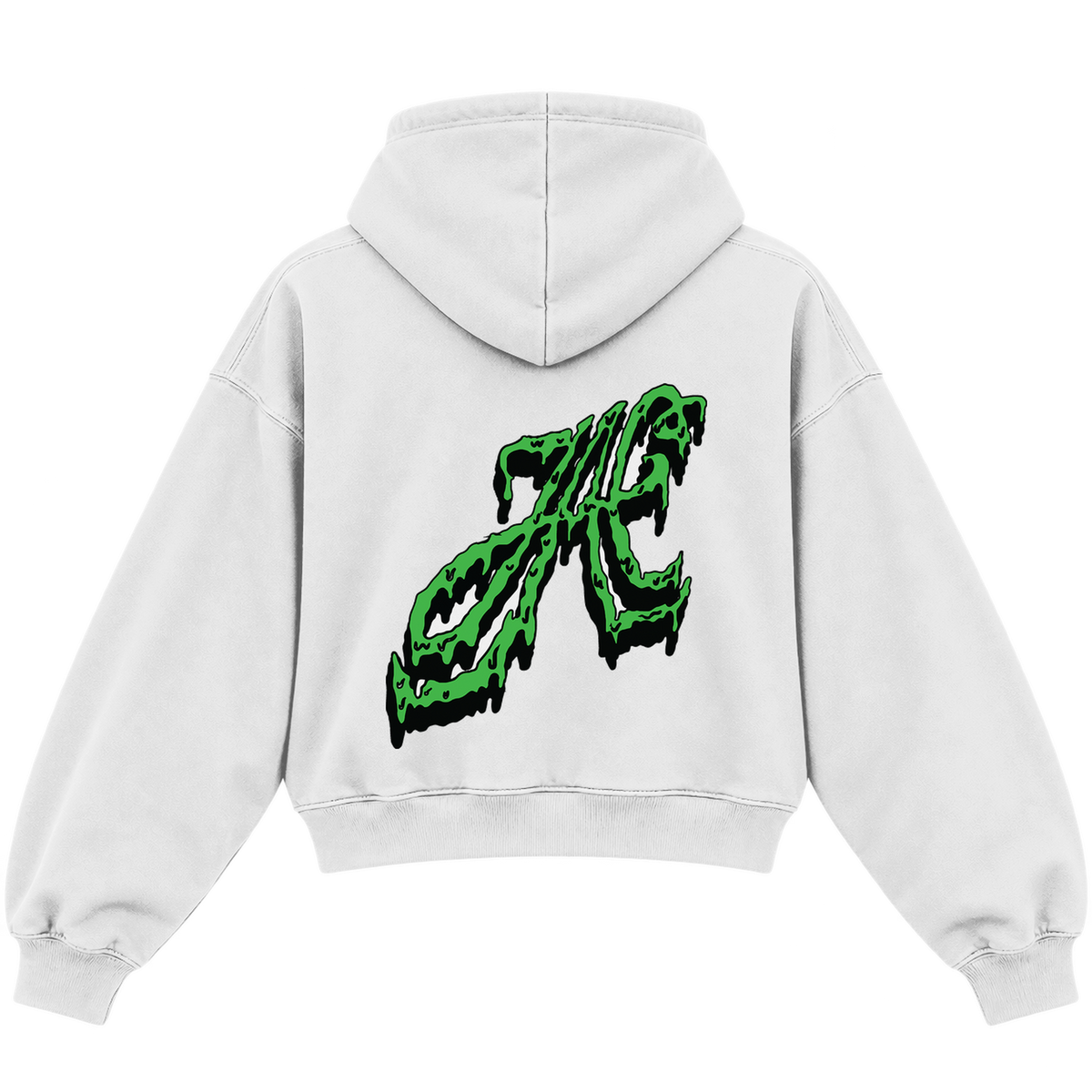 SLIME CROPPED HOODIE — heather-white — back