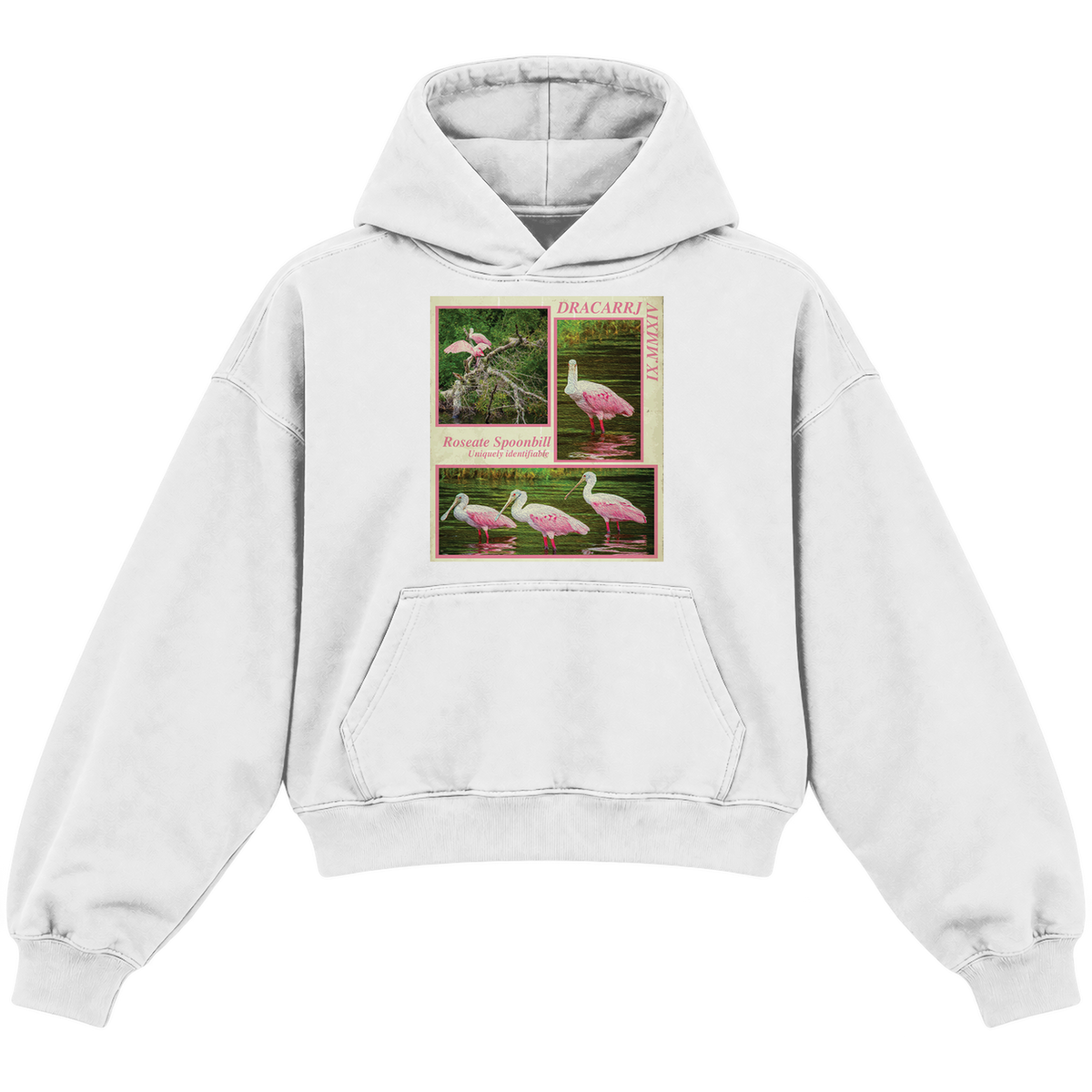 SPOONBILL CROPPED HOODIE — heather-white — front