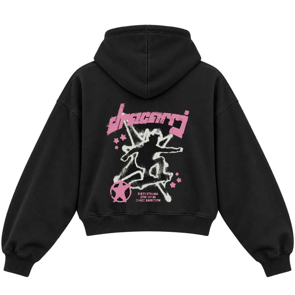 TAGGED CROPPED HOODIE — black — back