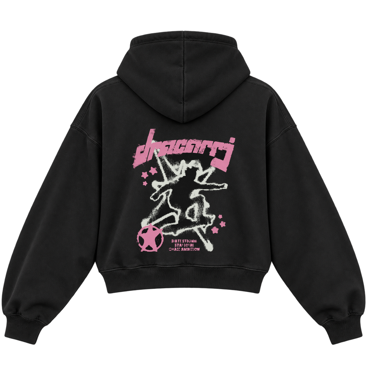 TAGGED CROPPED HOODIE — black — back