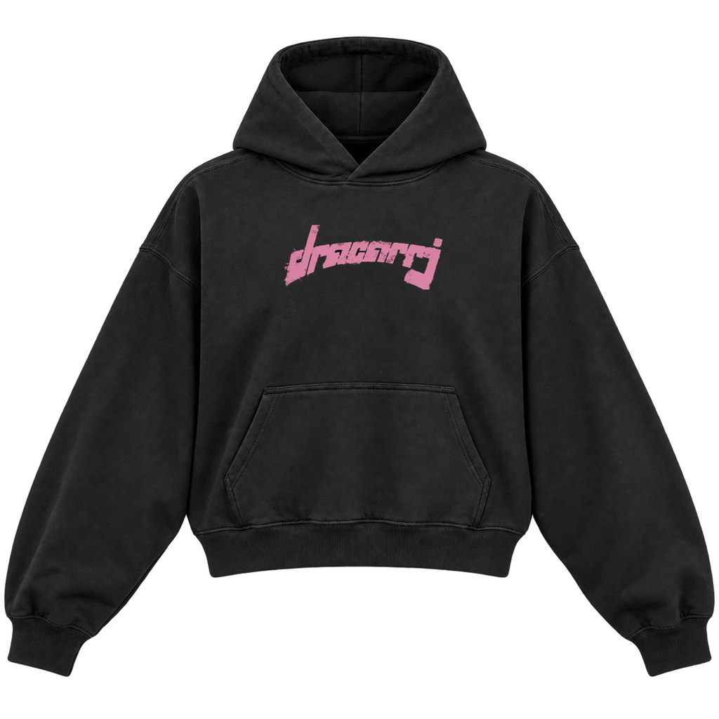 TAGGED CROPPED HOODIE — black — front