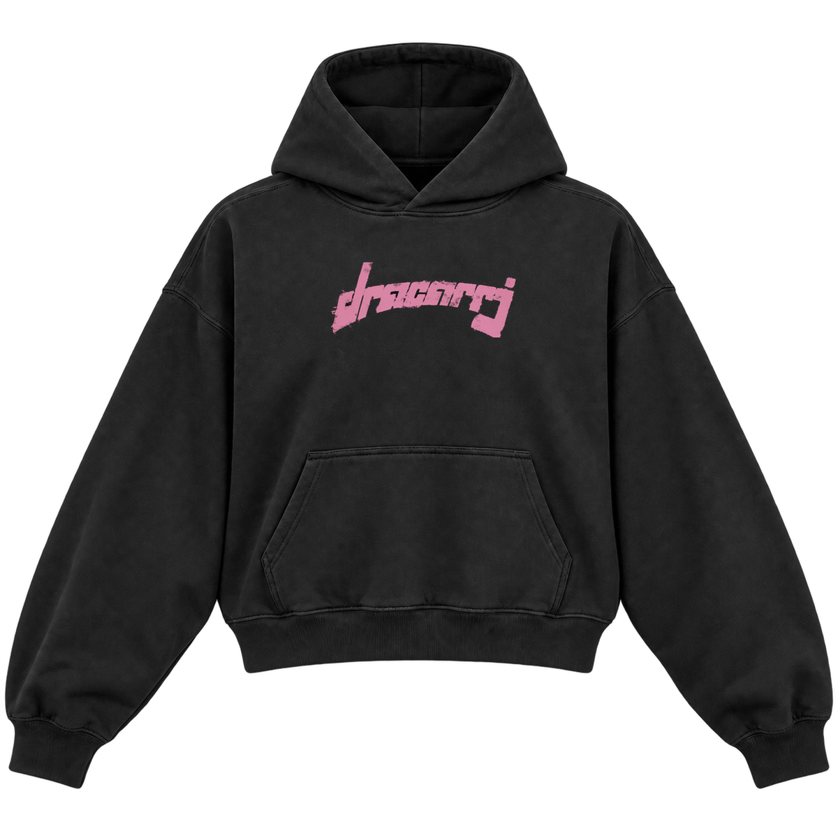 TAGGED CROPPED HOODIE — black — front