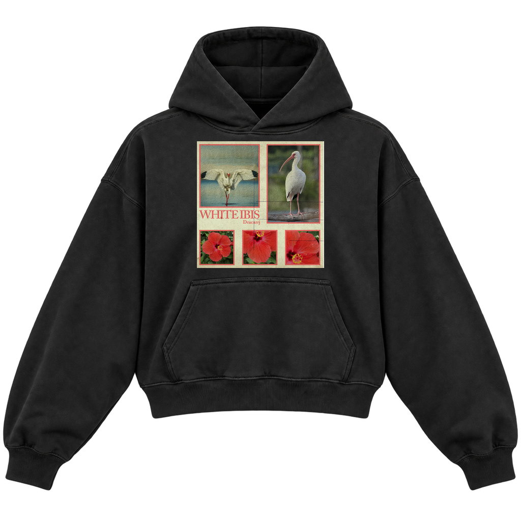 WHITE IBIS CROPPED HOODIE — black — front