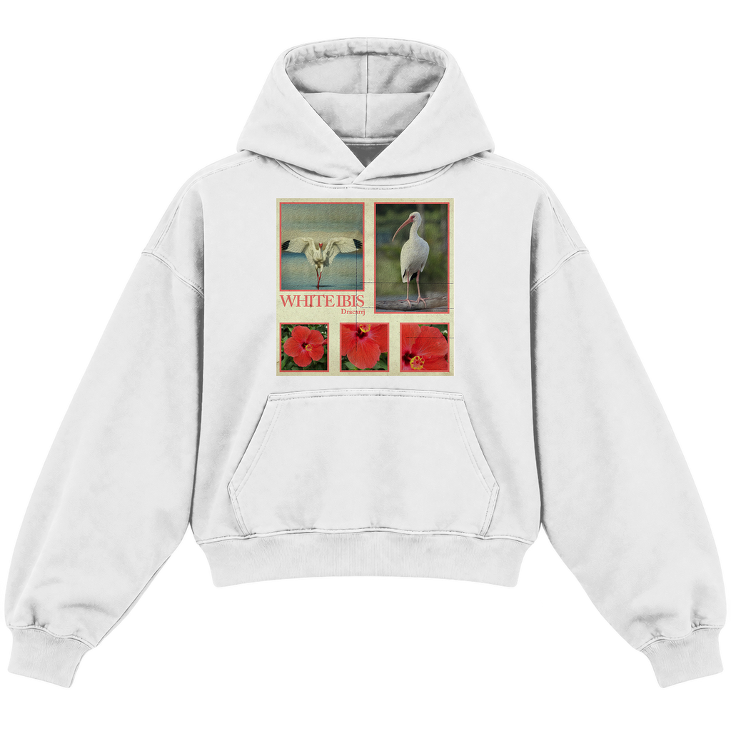 WHITE IBIS CROPPED HOODIE — heather-white — front