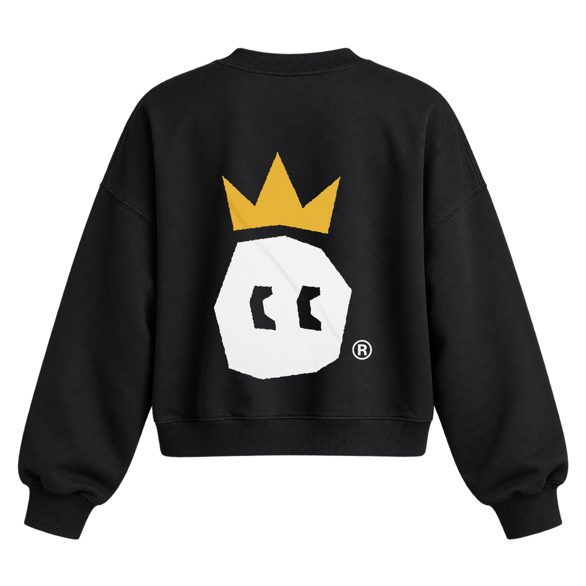 crown font cropped crewneck black back