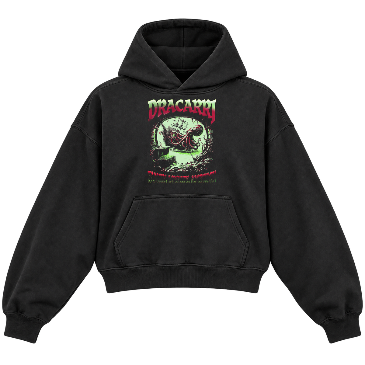 kraken black front cropped hoodie