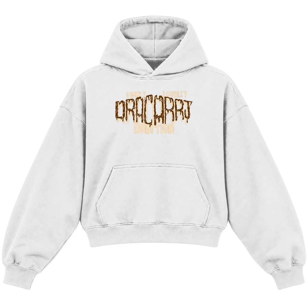 slime brown heather white front cropped hoodie