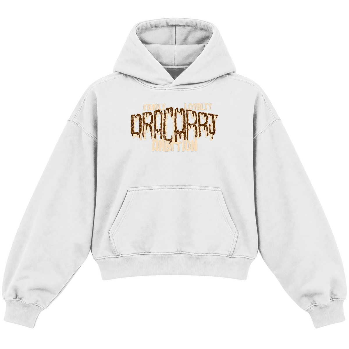 slime brown heather white front cropped hoodie