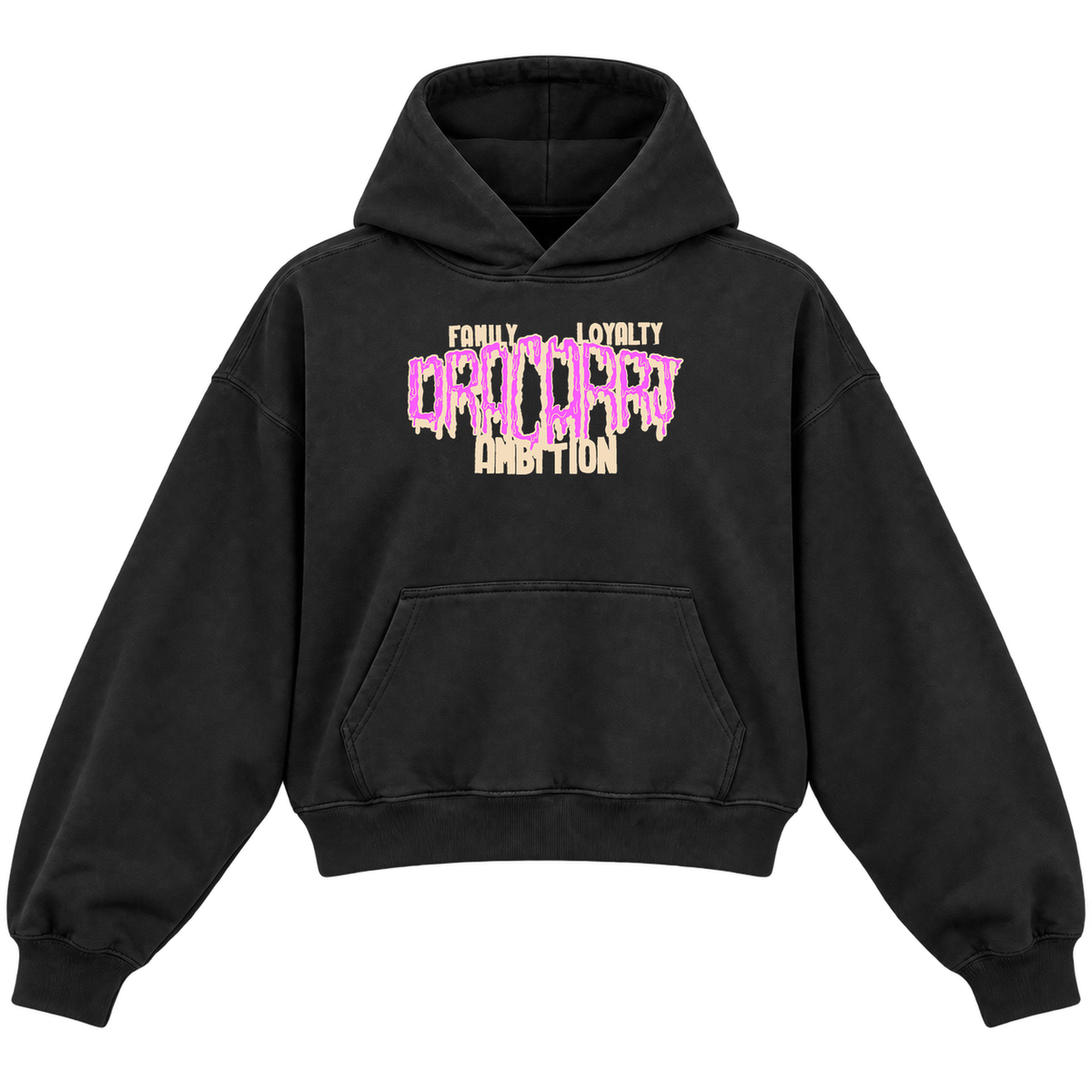 slime pink black front cropped hoodie