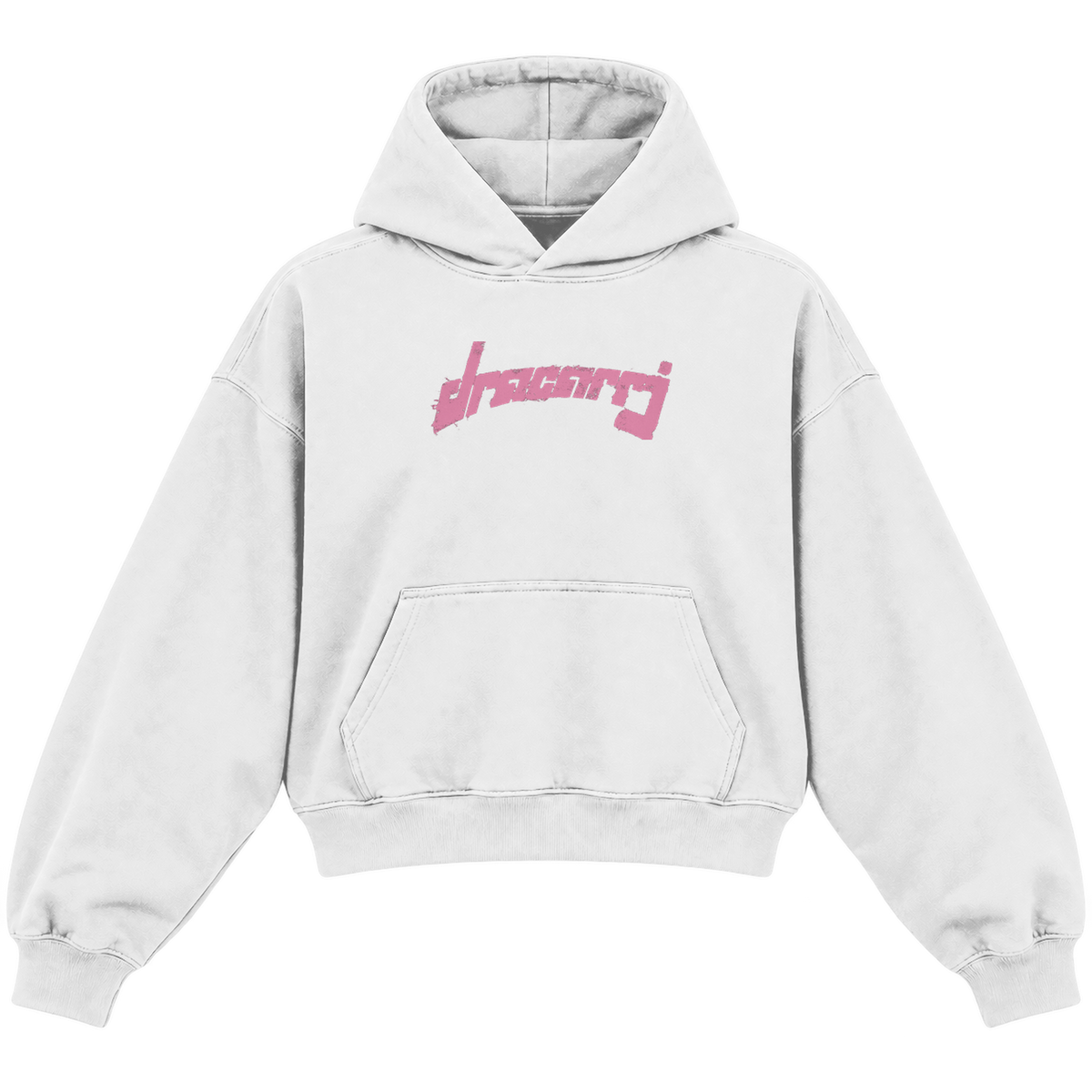 tagged heather white front cropped hoodie