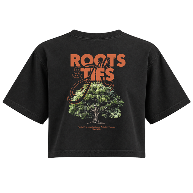 6.0 OZ WOMEN'S GARMENT DYE ROOTS AND TIES CROP TEE
