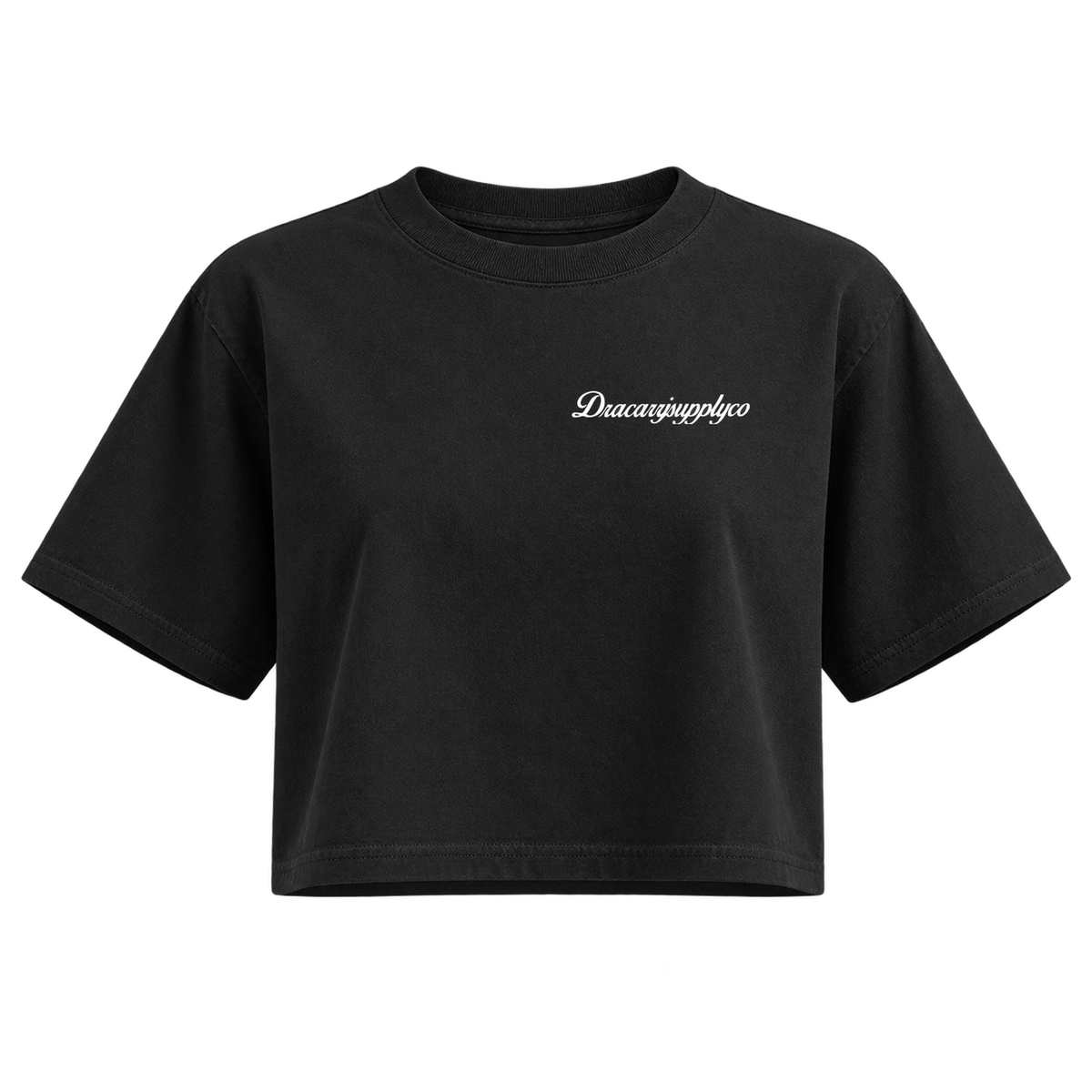 text womens crop black front