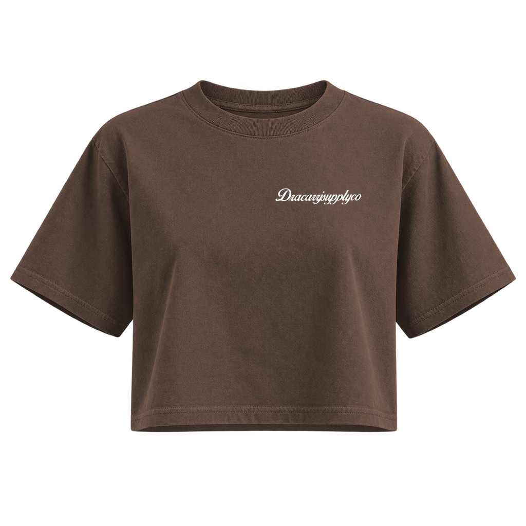 text womens crop mocha front