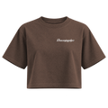 text womens crop mocha front