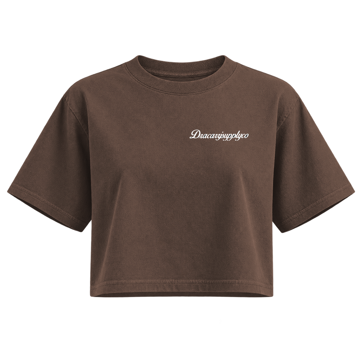 text womens crop mocha front